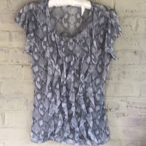 The Limited Gray Ruffle Sheer Top Size Small